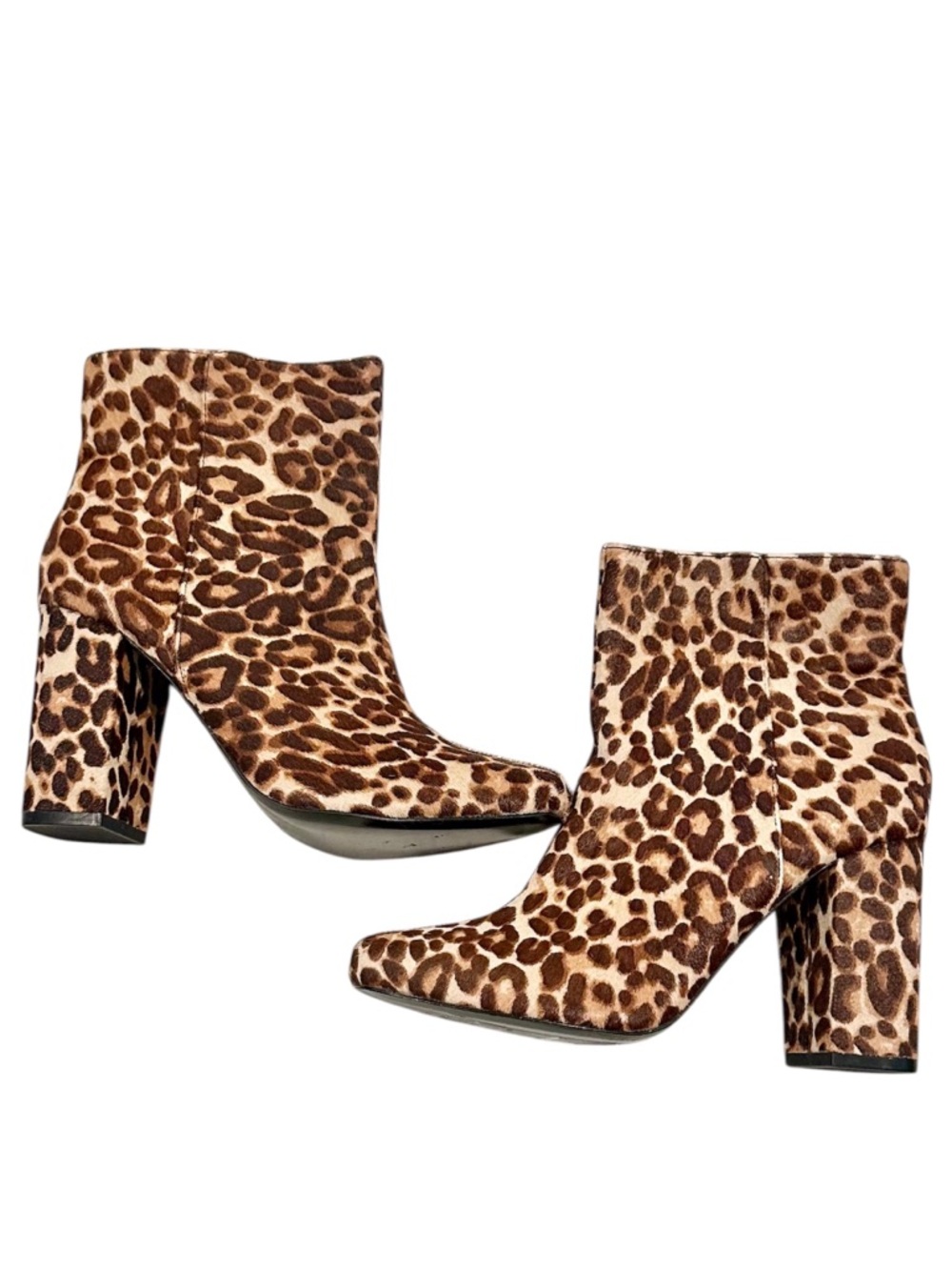 Charles David Leopard Print Block Heel Ankle Boots - Brown/Tan - Size: 9 - Picture 3 of 10